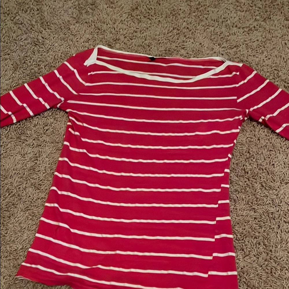 Red and White Striped Long Sleeve Top